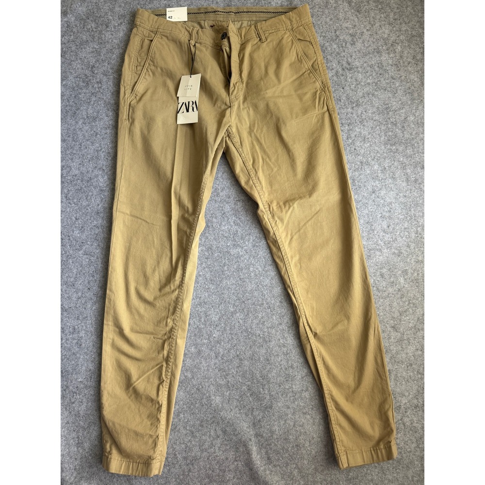 Zara Men Skinny Fit Chino Pants Size 32 Tan Khaki Join Life NWT 6786/350/707
